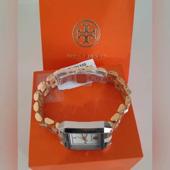 NWT TORY BURCH TBW1102 Dalloway Three-Hand Two-Tone Stainless Steel Watch